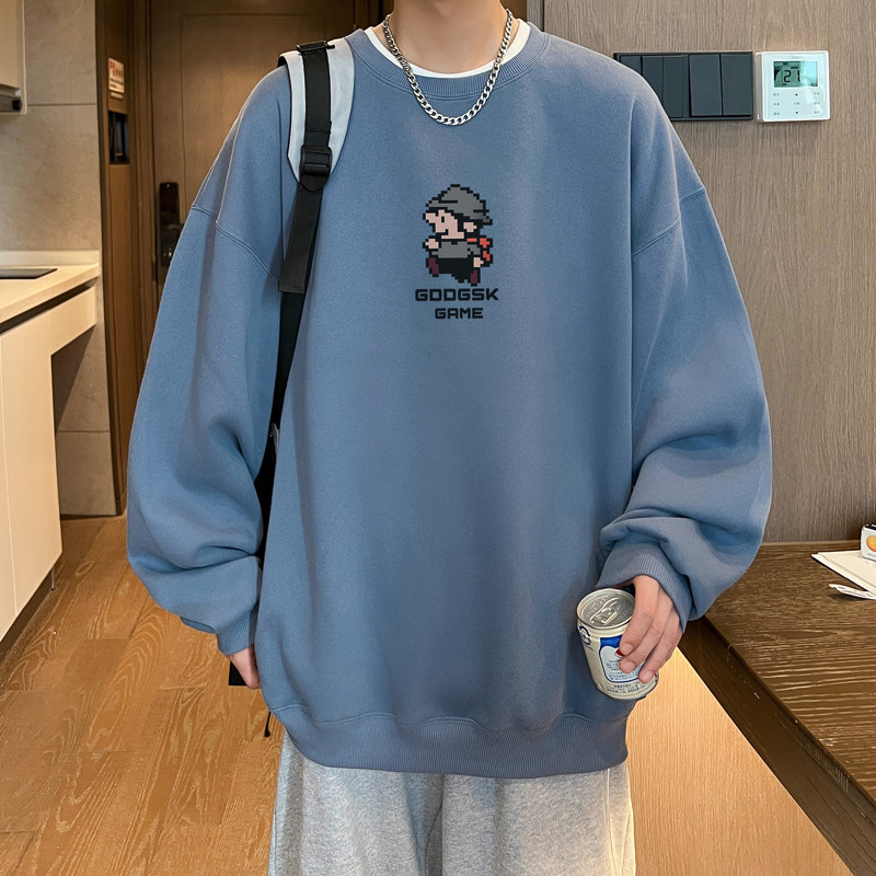 已注册/华棉秋季新可爱风圆领卫衣潮男大码打底衫WY3817/P35,男装卫衣,电商B316