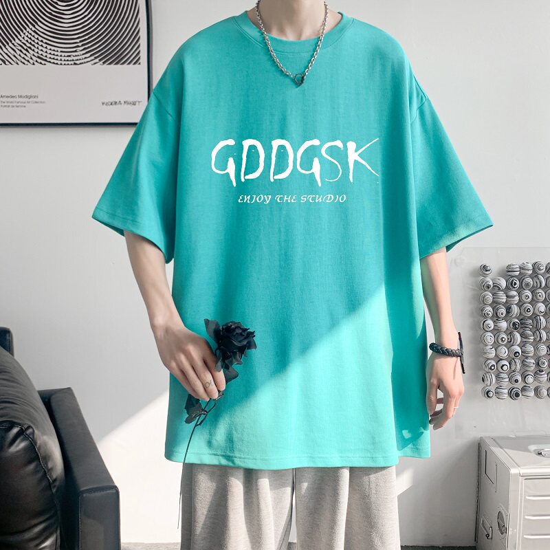 克莱因蓝240g重磅2025夏季短袖T恤男半袖大码体恤DX6666/P25,男装T恤,电商B316