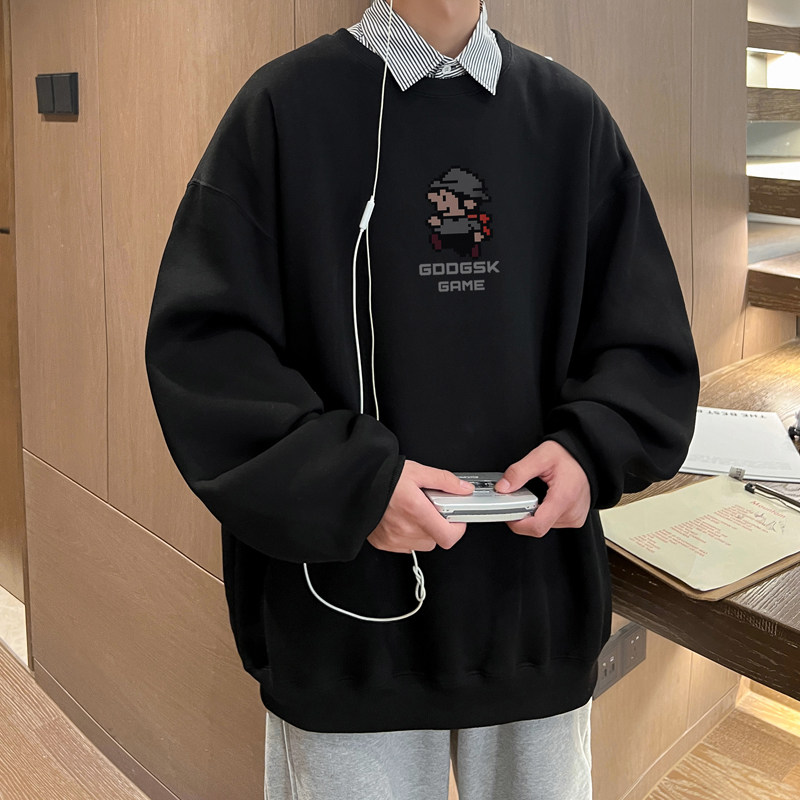 已注册/华棉秋季新小人印花圆领卫衣男大码打底衫WY3817/P35,男装卫衣,电商B316