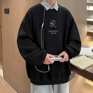 已注册/华棉秋季新小人印花圆领卫衣男大码打底衫 WY3817/P35图片