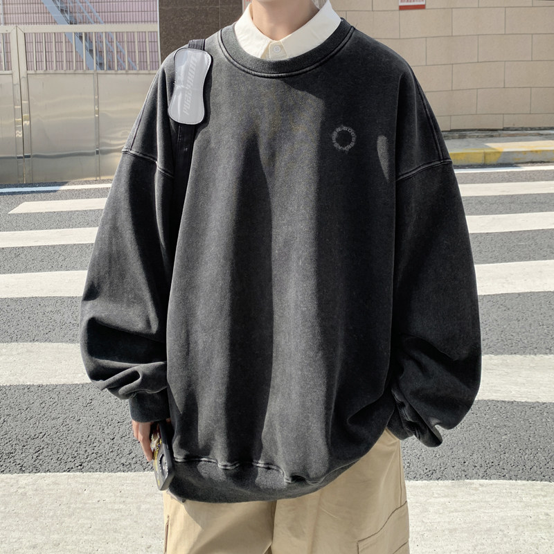 水洗秋季新简约文艺日系卫衣男大码复古外套打底衫WY5135/P60,男装卫衣,电商B316