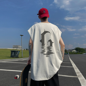 已注册/夏季潮牌简约风印花背心男大码坎肩打底衫 BX2156/P25图片