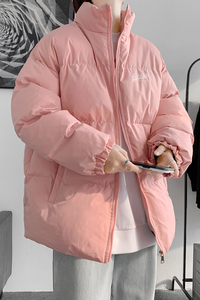 已注册/粉红色冬季立领羽绒棉服男加厚棉服袄大码外套MY3598/P88图片