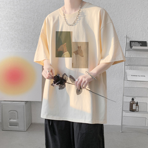 已注册/夏季欧美风半袖短袖T恤男生宽松体恤打底衫DT9202/P25图片