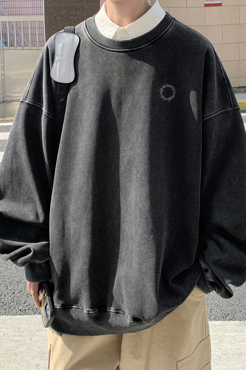 水洗秋季新套头宽松卫衣男生复古款文艺外套打底衫WY5135/P60,男装卫衣,电商B316