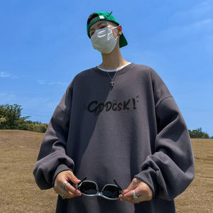 已注册/华棉秋季港风圆领卫衣男生宽松大码打底衫 WY9216/P35图片