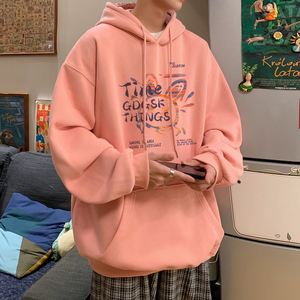 已注册/秋季港风宽松连帽卫衣男潮流大码打底衫WY9148/P50加绒P55图片