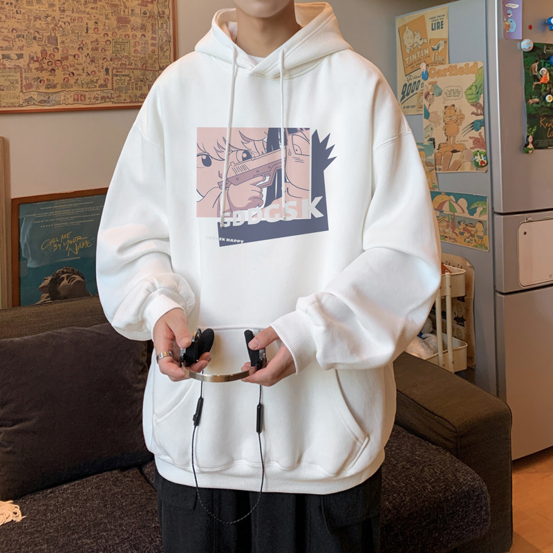 已注册/华棉秋季潮流印花连帽卫衣男生宽松大码打底衫 WY9228/P50图片