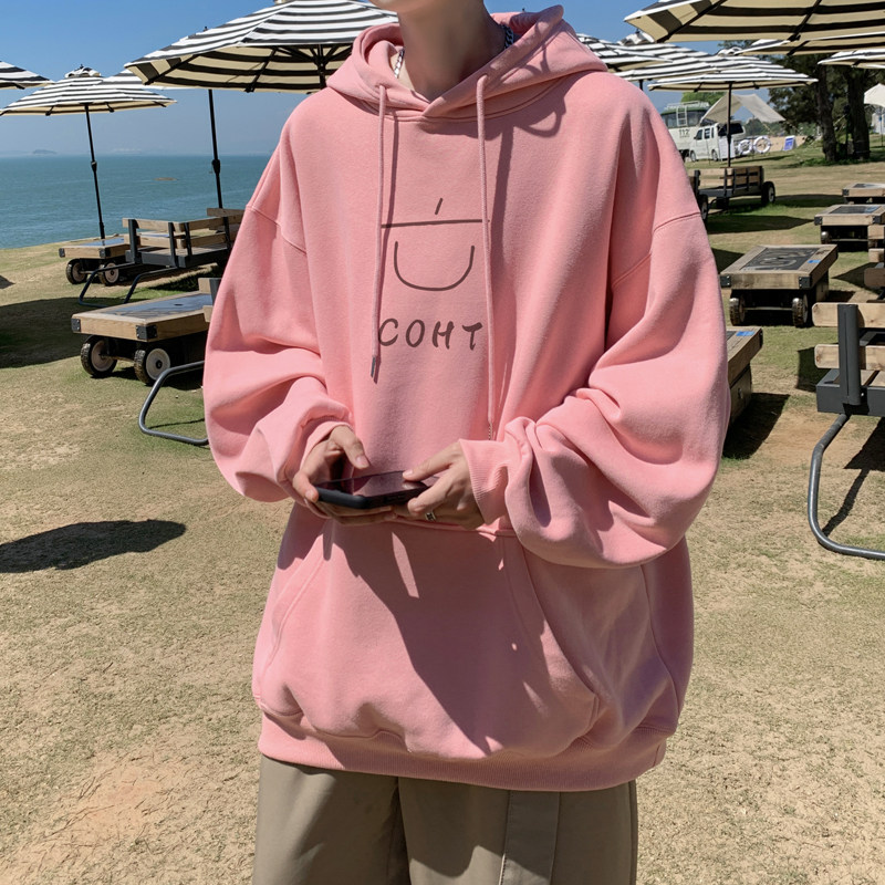 已注册/秋季新粉色可爱风连帽卫衣男大码港风外套WY9113/P50，男装卫衣，电商B316