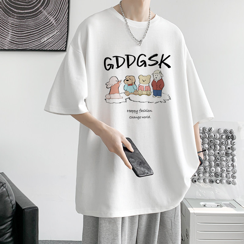 已注册/重磅新夏季黑色动物印花短袖男T恤宽松体恤DT0369/P25,男装T恤,电商B316