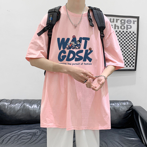 已注册/夏季印花短袖T恤男港风半袖大码体恤打底衫DT8883/P25