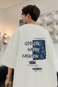 已注册/夏季新港风印花短袖T恤男生宽松体恤打底衫DT3525/P25图片