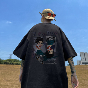 已注册/夏季滑板卡通印花短袖T恤男宽松体恤打底衫DT3323/P25图片