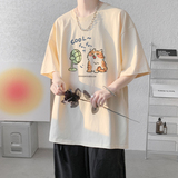 已注册/夏季小猫印花短袖T恤男宽松可爱体恤打底衫DT3070/P25，男装T恤，电商B316
