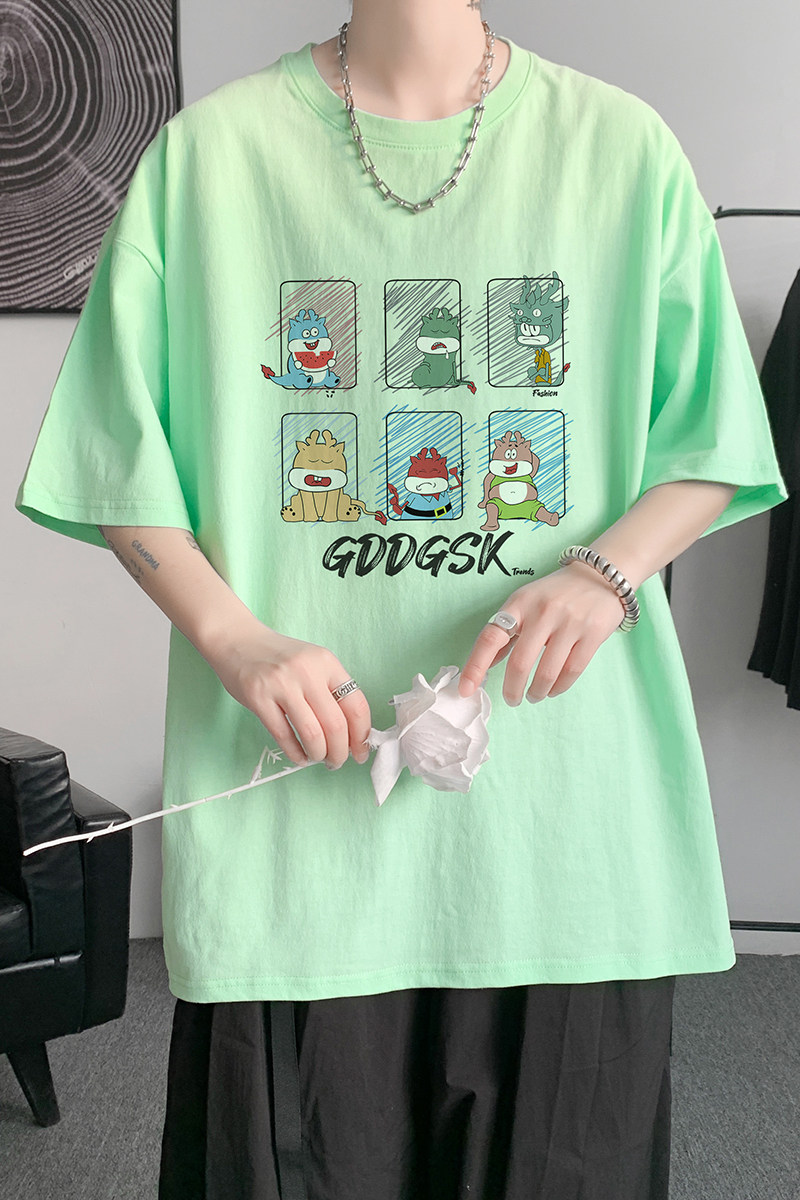 已注册/夏季可爱风印花短袖T恤男生大码体恤打底衫DT5866/P25,男装T恤,电商B316