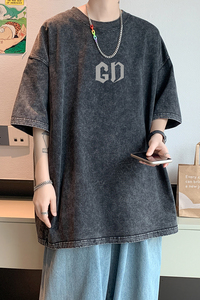 水洗重磅新款夏季潮牌简约港风短袖T恤男生打底衫体恤DT2650/P35图片