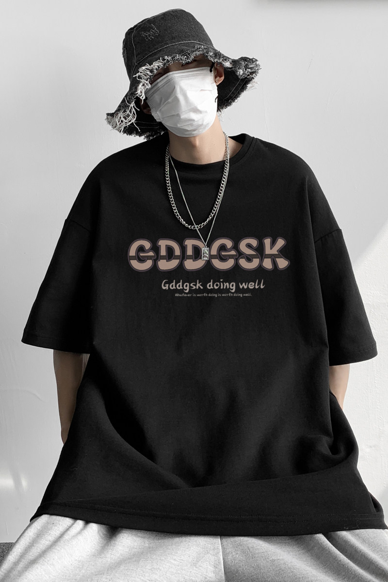 已注册/夏季新黑色印花短袖T恤男生港风打底衫体恤DT2536/P25,男装T恤,电商B316