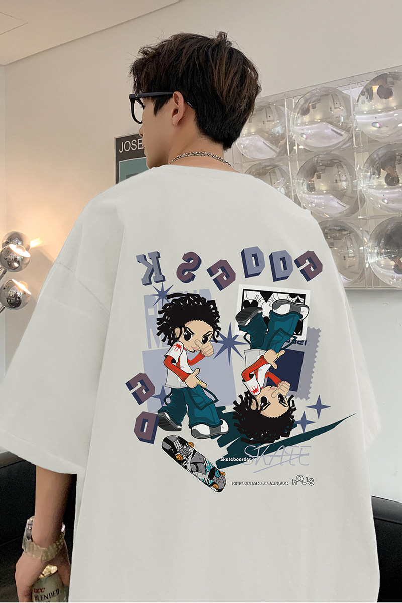 已注册/夏季白色复古风短袖T恤男生宽松体恤打底衫DT3323/P25,男装T恤,电商B316