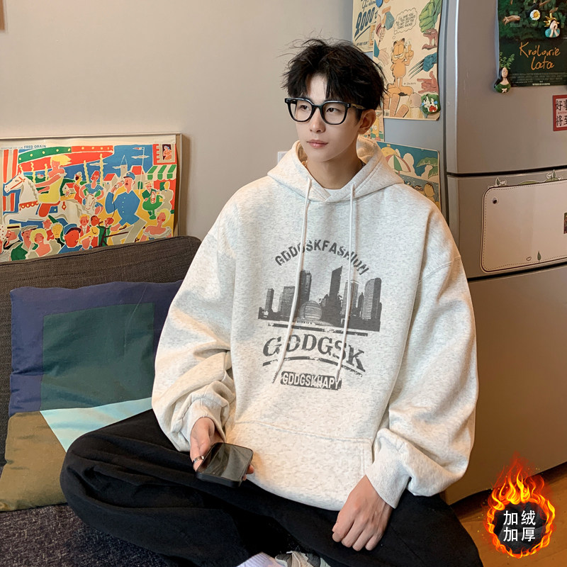已注册/秋季潮流运动连帽卫衣男生宽松上衣情侣WY9391/P45加绒P50,男装卫衣,电商B316