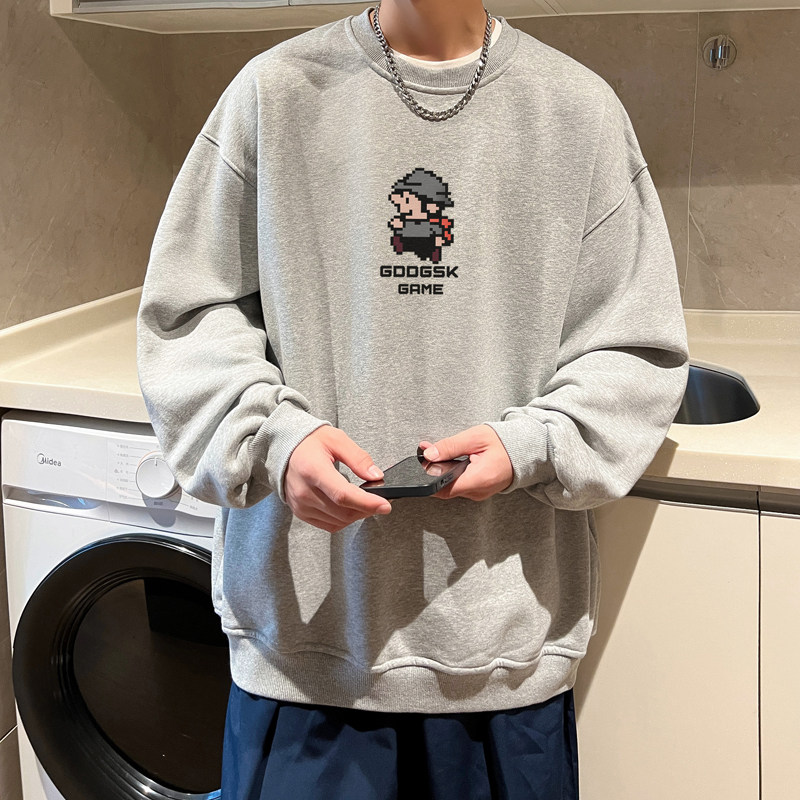 已注册/华棉秋季新小人印花圆领卫衣男大码打底衫WY3817/P35,男装卫衣,电商B316