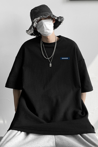 wassup happy短袖t恤男士夏季潮牌简约字母五分袖青少年休闲半袖图片