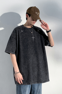水洗重磅新款夏季复古潮牌短袖T恤大码男生打底衫体恤 DT8227/P35图片