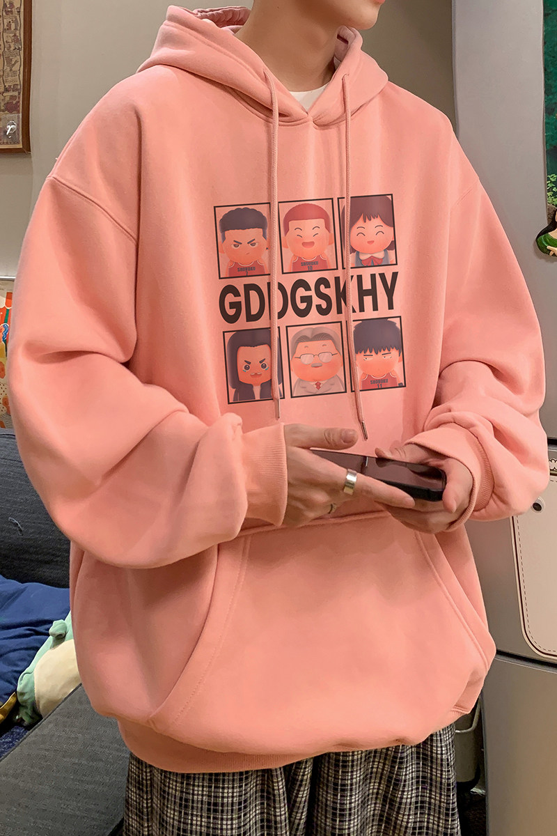 已注册/秋季港风百搭连帽卫衣男生宽松大码外套WY9373/P45加绒P50,男装卫衣,电商B316