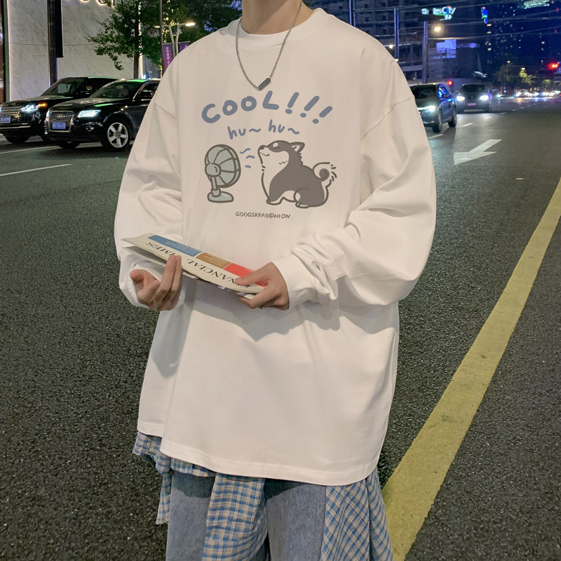 春季韩版休闲圆领打底衫宽松长袖T恤男潮大码百搭上衣CX9505/P30,男装T恤,电商B316