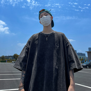 水洗重磅夏季新款潮牌可爱风短袖T恤男大码打底衫体恤 DT3030/P35图片