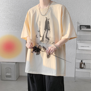 已注册/夏季卡其色人物印花短袖T恤打底衫男生体恤DT2648/P25