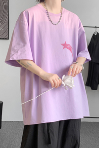 已注册/夏季星星印花半袖短袖T恤男宽松体恤打底衫DT8113/P25图片