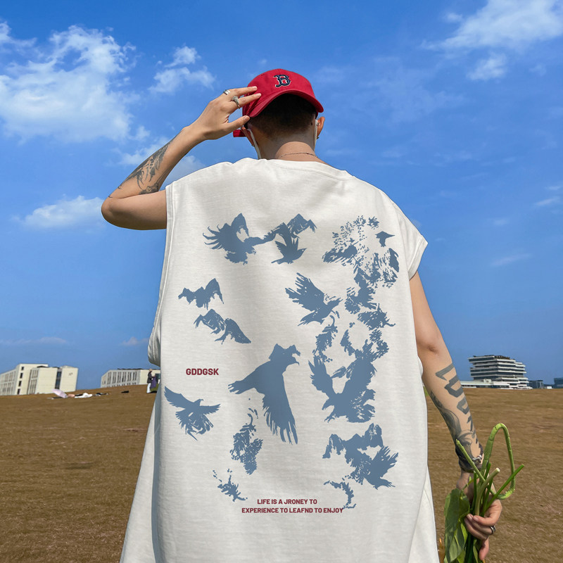 已注册/夏季黑色印花潮牌背心男生宽松坎肩打底衫BX2377/P25,男装背心/马甲,电商B316