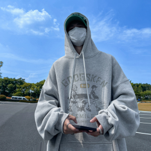 已注册/秋季情侣印花连帽卫衣男宽松大码打底衫WY9219/P45加绒P50图片