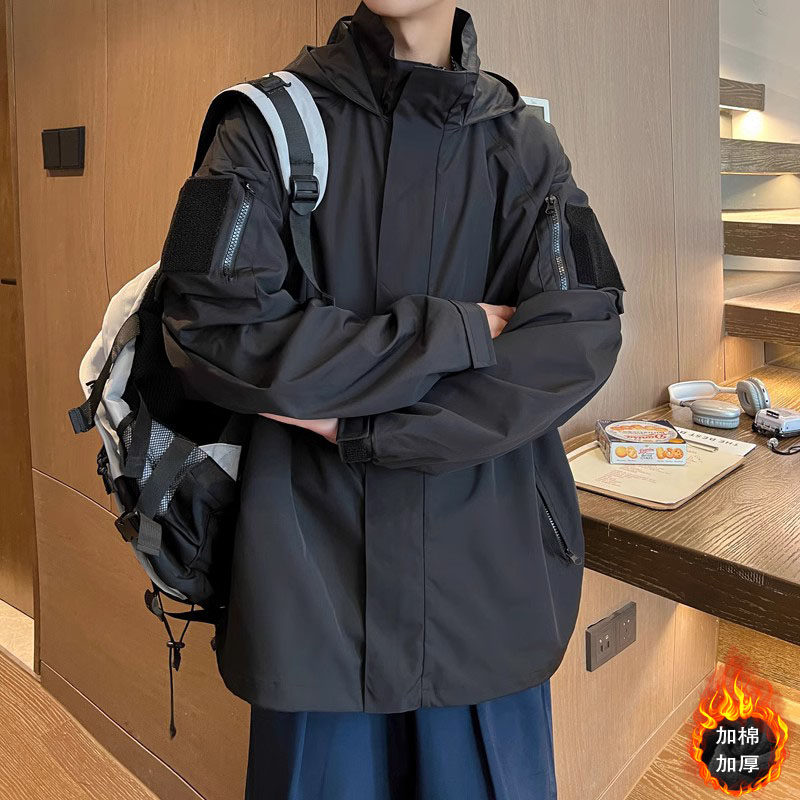 防水秋冬季连帽冲锋衣男大码夹克外套 JK5889/P100三合一P150图片