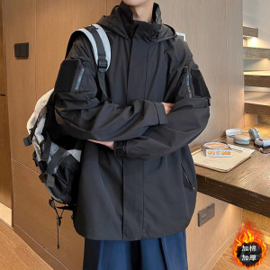 防水秋冬季连帽冲锋衣男大码夹克外套 JK5889/P100三合一P150图片
