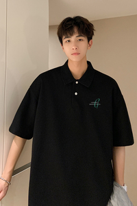 已注册/夏季新polo衫黑色男大码短袖T恤休闲打底衫PL8580/P45图片