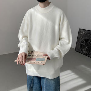 已注册/冬季基础宽松针织衫男潮中领毛衣情侣百搭外套MY9501/P45,冬季穿搭抖音小助手图片