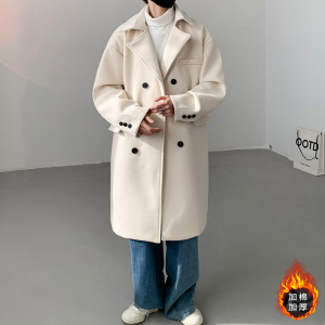 欧美时尚毛呢大衣男中长款呢子风衣冬季加厚宽松外套 MN9538/P100图片
