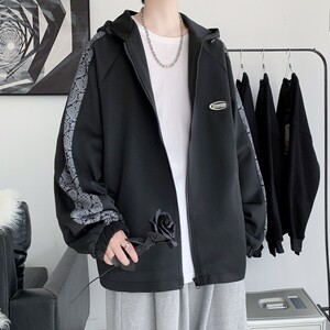 现货2万/2025春季新连帽夹克男港风棒球服大码外套JK8068/P65图片