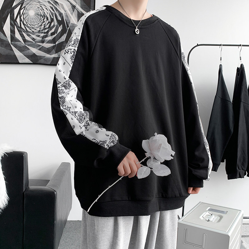 2025秋季新款腰果花全棉卫衣男港风ins宽松打底衫外套WY3388/P35,男装卫衣,电商B316