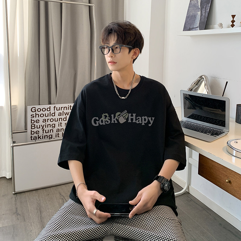 已注册/夏季日系印花圆领短袖T恤男大码体恤打底衫DT7658/P25,男装T恤,电商B316