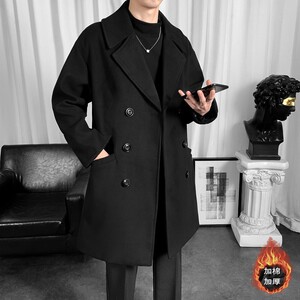 羽绒棉加厚毛呢大衣男中长款过膝呢子风衣外套F4308/P100加棉P110图片