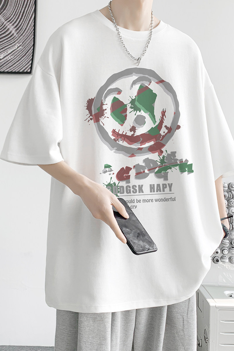 已注册/夏季日系印花纯棉短袖T恤男宽松体恤打底衫DT8847/P25,男装T恤,电商B316