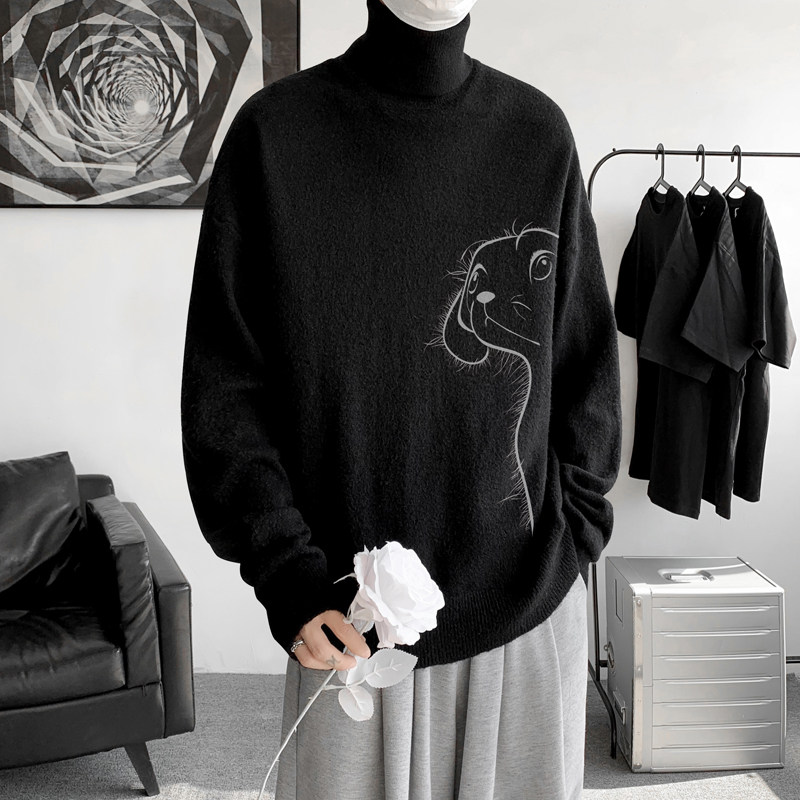 已注册/秋冬大码港风高领针织毛衣男潮宽松百搭打底衫MY9517/P45，男装针织衫/毛衣，电商B316