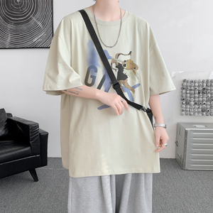 已注册/夏季丘比特印花短袖T恤男生宽松体恤打底衫DT3757/P25图片
