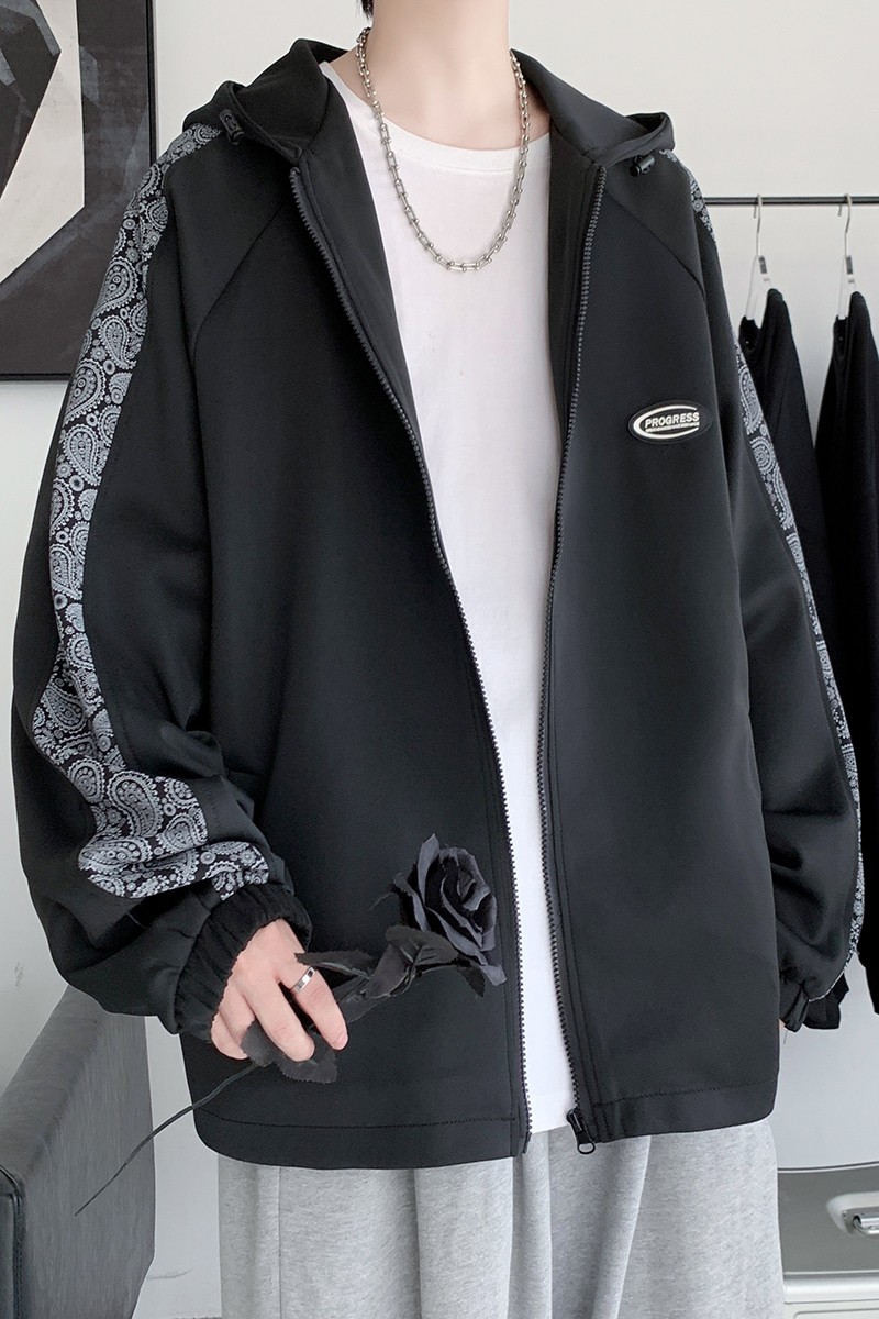 现货2万/2025春季新连帽夹克男港风棒球服大码外套JK8068/P65,男装夹克,电商B316