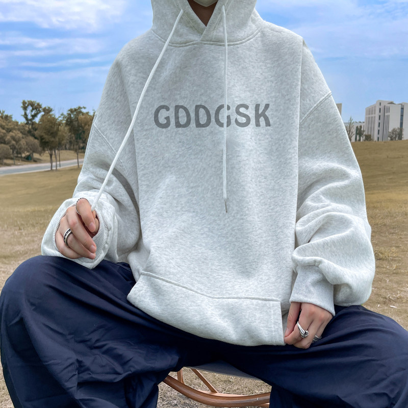 已注册/秋季连帽长袖加绒卫衣男宽松打底衫外套WY9154/P50加绒P55图片