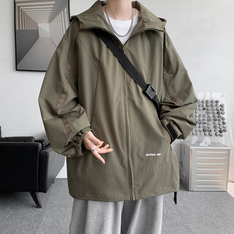 秋冬季冲锋衣米白色宽松大码男休闲帅气夹克外套JK6321/P100,男装夹克,电商B316