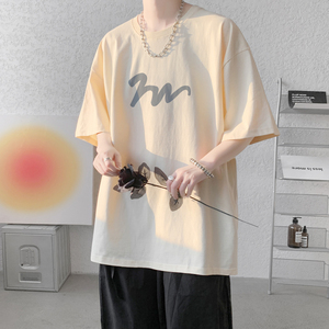 已注册/夏季印花白色短袖T恤男大码休闲体恤打底衫DT5077/P25图片