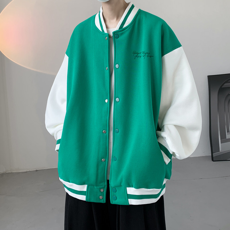 已注册/秋季新学院风撞色棒球服男大码复古风外套JK1978/P100，男装夹克，电商B316